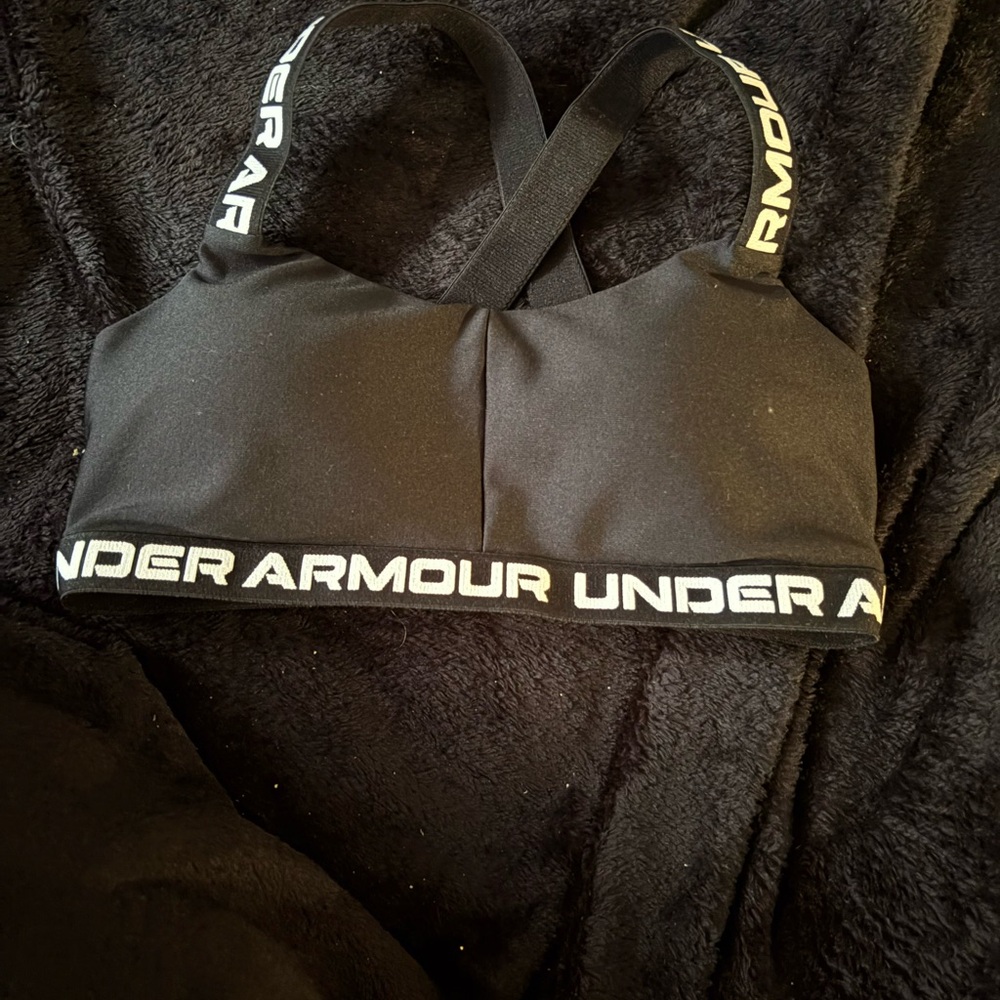 Under Armour Black Racerback Sports Bra with White Logo